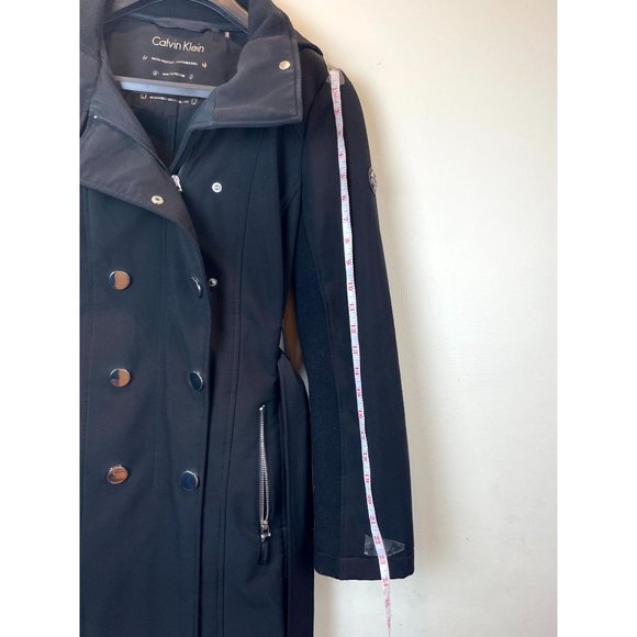 Calvin Klein Women's Hooded Trench Coat Long Sleeves Pockets Blue Size Small - Picture 7 of 9